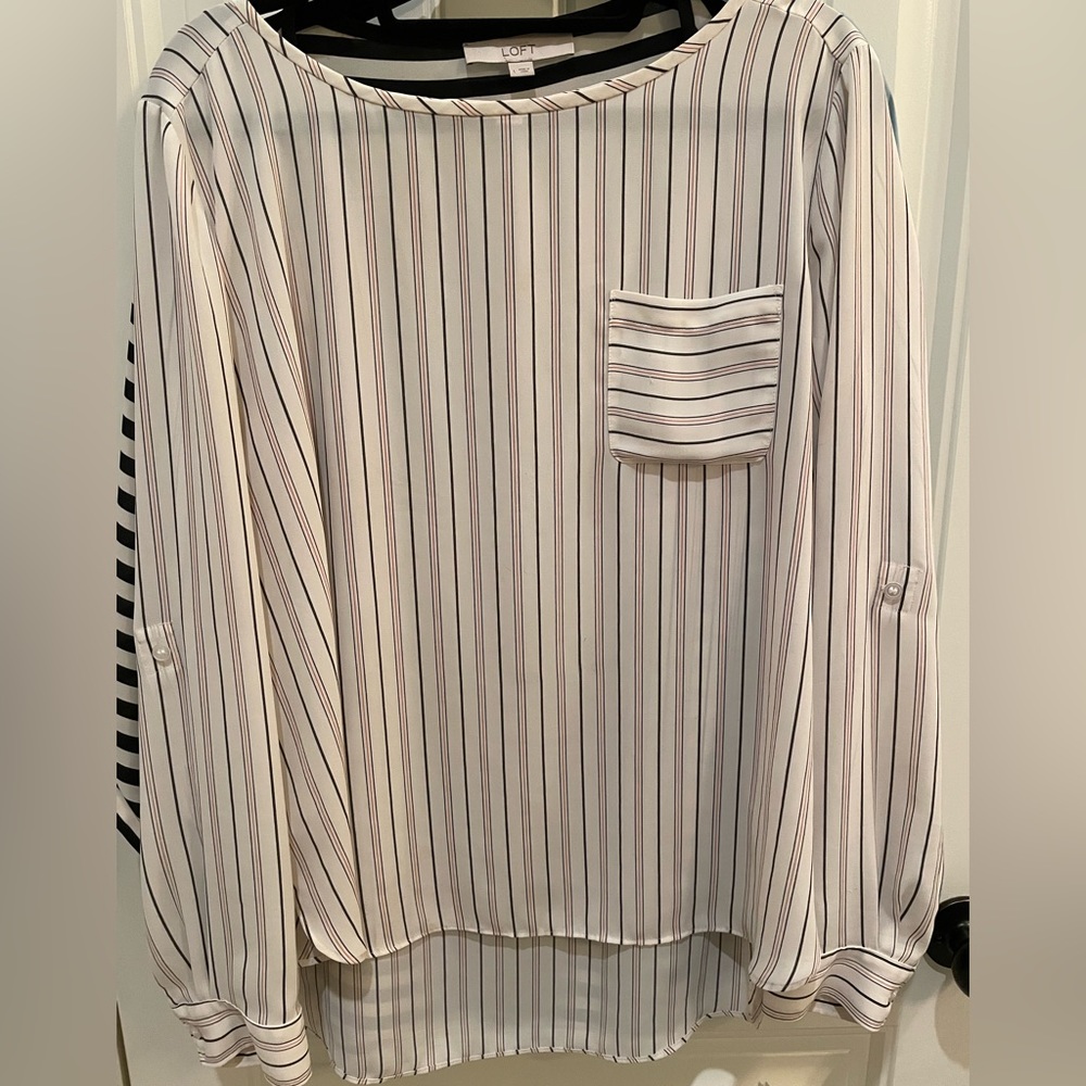 Loft Cream striped blouse